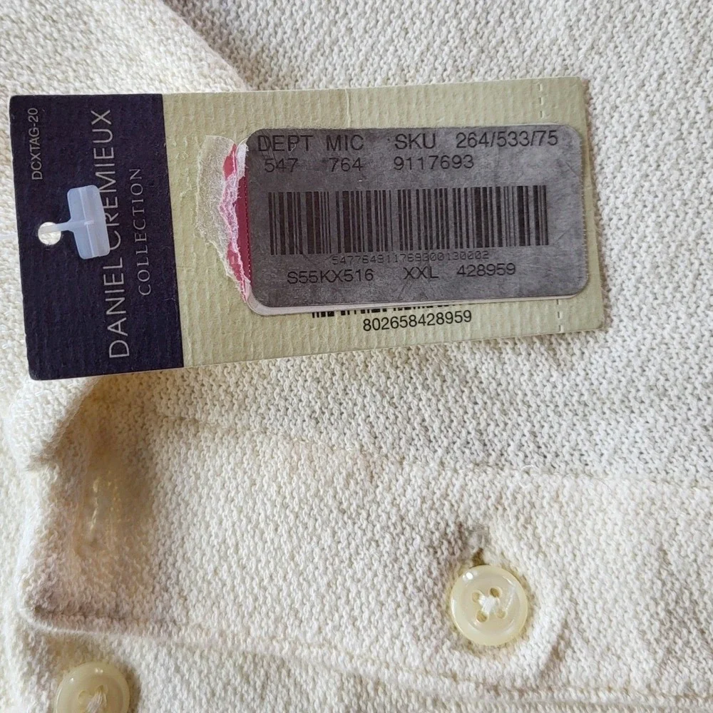Daniel Cremieux Collection Mens XXL Polo Shirt Ivory Cotton Short Sleeve NWT